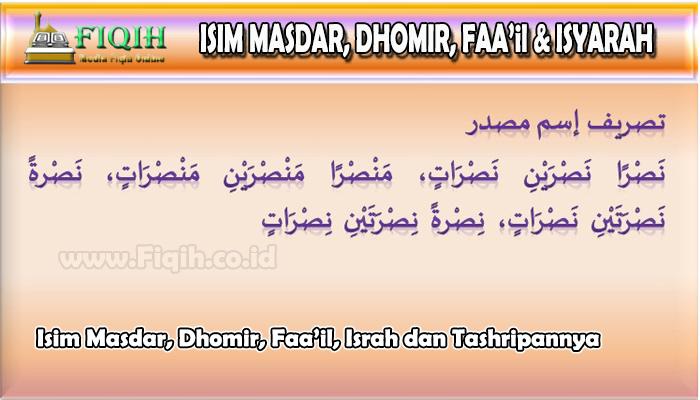 Isim Masdar, Dhomir, Faa’il, Israh dan Tashripannya