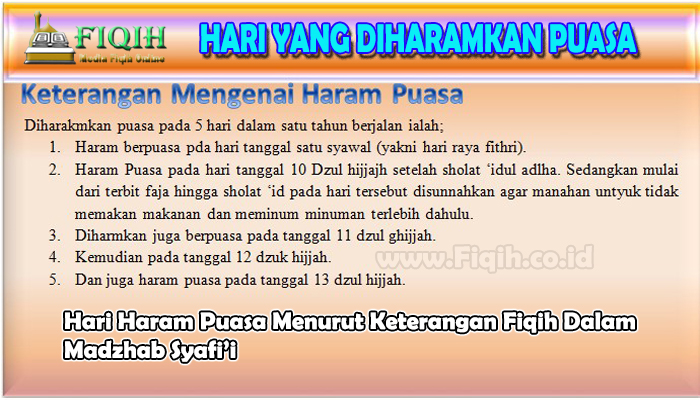 Hari Haram Puasa Menurut Fiqih