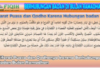 Kifarat Puasa dan Qodhonya karena Berhubungan Badan Bulan Ramadhan