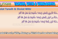 Sholat Tarwih Witir Niatnya Wirid dan Doa Sesudahnya