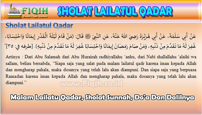 Malam Lailatu Qadar, Sholat Sunnah, Do'a Dan Dalilnya