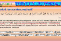 Taadud Jumat Menurut Syafii